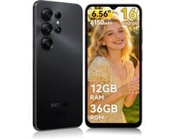 DOOGEE Note 56 X Lite Smartphone - 6,56 Inch - 12GB(3+9) RAM - 32GB ROM - 6150 mAh - Android 16 - Met 3,5 mm hoofdtelefoonaansluiting - Zwart
