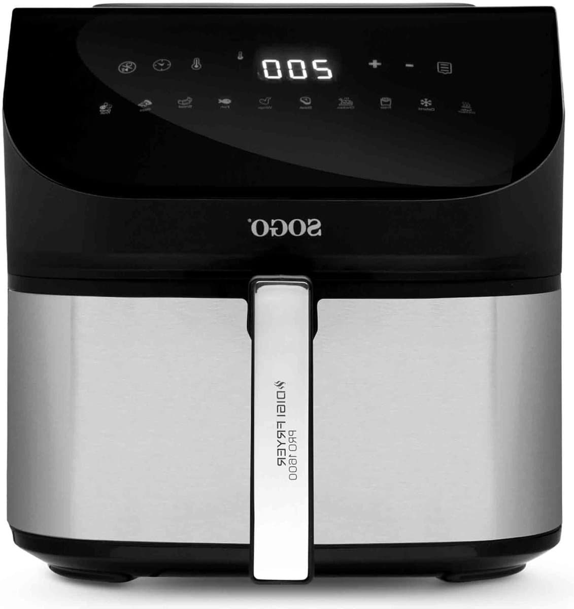 Heteluchtfriteuse - Airfryer Frituurpan - Gezond Koken - Grote Capaciteit - 8 Liter - Zwart Zilver — afbeelding 1