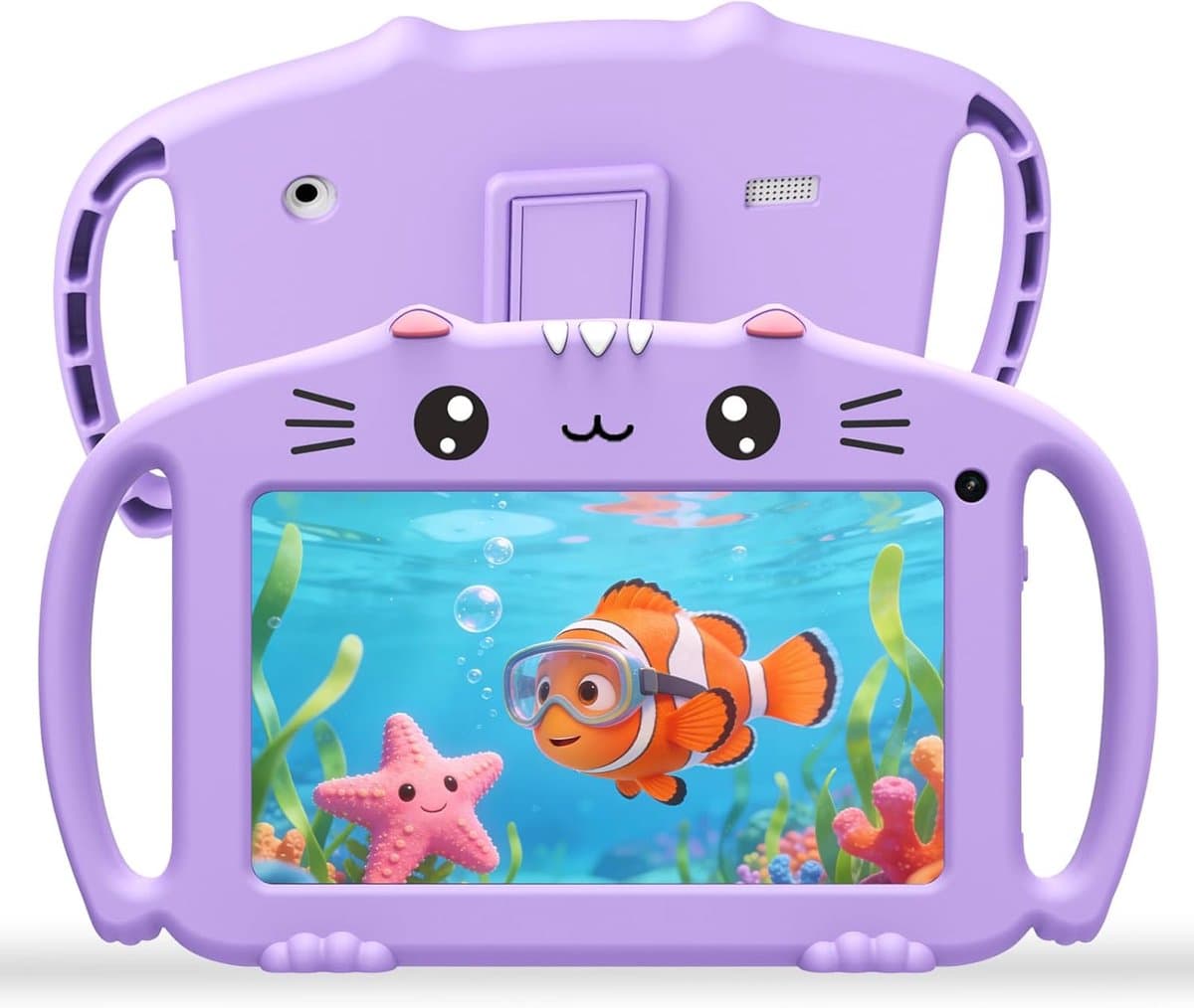 SnelShoppen - Kids Tablet 7 Inch - Android Tablet met WiFi Bluetooth - Quad Core 2GB RAM 32GB Opslag - Kindvriendelijke Silicone Hoes - Voor Kinderen — afbeelding 1