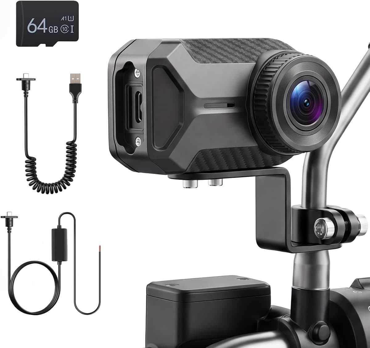 SnelShoppen - Motorcycle Dashcam 1080P Full HD, Compact, IP66 Waterproof, 110° Wide Angle, Loop Recording, Drill-Free Mounting, Wi-Fi Verbinding, Dire — afbeelding 1