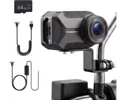 SnelShoppen - Motorcycle Dashcam 1080P Full HD, Compact, IP66 Waterproof, 110° Wide Angle, Loop Recording, Drill-Free Mounting, Wi-Fi Verbinding, Dire