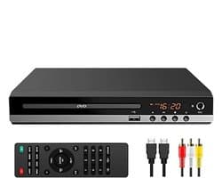 DVD-speler voor tv, cd-speler met afstandsbediening, 1080p HD, compacte speler, regio-vrij, HDMI- en RCA-kabels, USB-ingang, geschikt voor monitor en projector, nieuwe en oude tv's.
