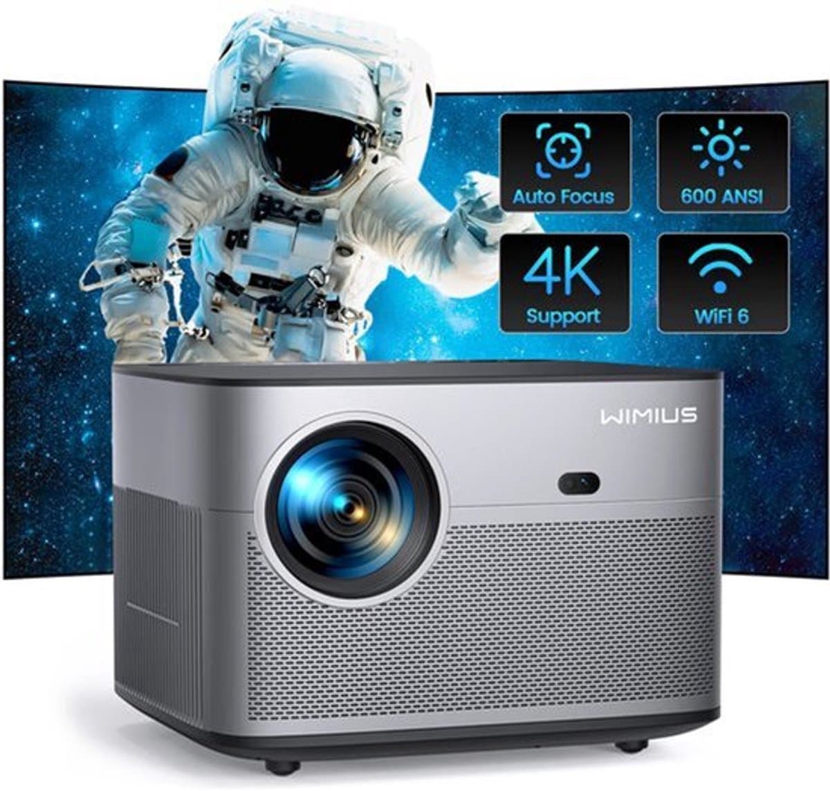 Wimius - Beamer - Projector Beamer - Mini Meamer - Full HD 1080P - 1920x1080dpi - Automatische focus - met WiFi - 15000lumens — afbeelding 1