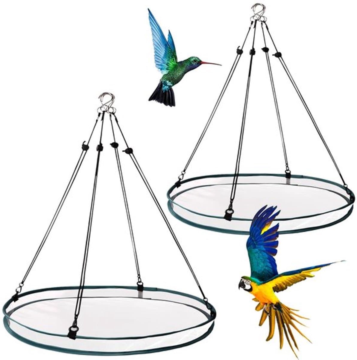 stuks vogelzaadbakken met 8 haken, hangende vogelzaadweegschaalhouder, platformvoederbak om vogels aan te trekken, buiten, achtertuin, huis, tuin — afbeelding 1