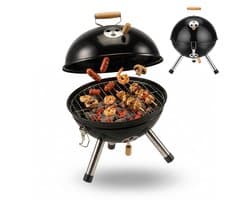 Mini kogelgrill - Ø 30 cm - zwart - met deksel - staal