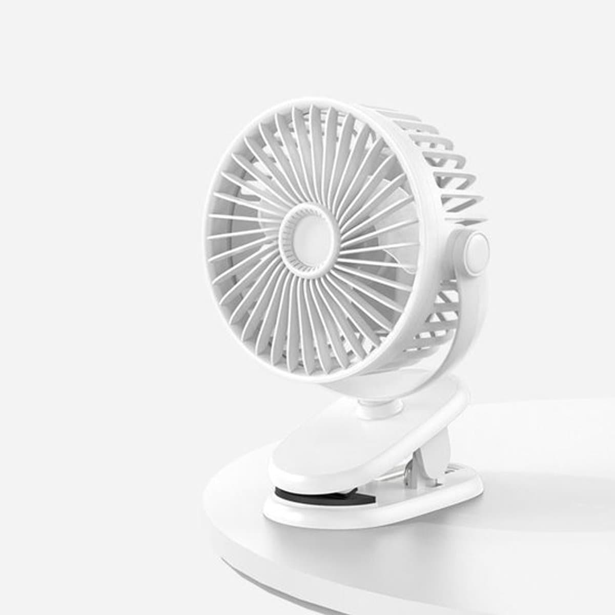Ventilator - USB ventilator - Mini ventilator - Tafelventilator - Met klem - 3 instelbare snelheden - Verstelbare hoek - Draagbare koelventilator - Ideaal voor kantoor, school & studentenkamers - Wit — afbeelding 1