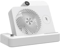 Ventilator met Oplader - Bureau Ventilator - Verkoeling en Opladen - 100 Snelheidsniveaus - 25x16.5x24cm - Wit
