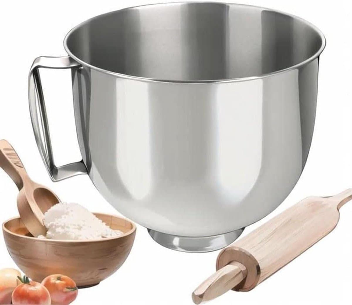 Mengkom Roestvrijstaal - Mixer kom - Bakken en Keuken - Voedselveilig Materiaal - 48 Liter - Zilver — afbeelding 1