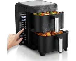 Dubbele Airfryer XL - Hetelucht Friteuse - Airfryer met Dubbele Mand - Gezinsmaaltijd