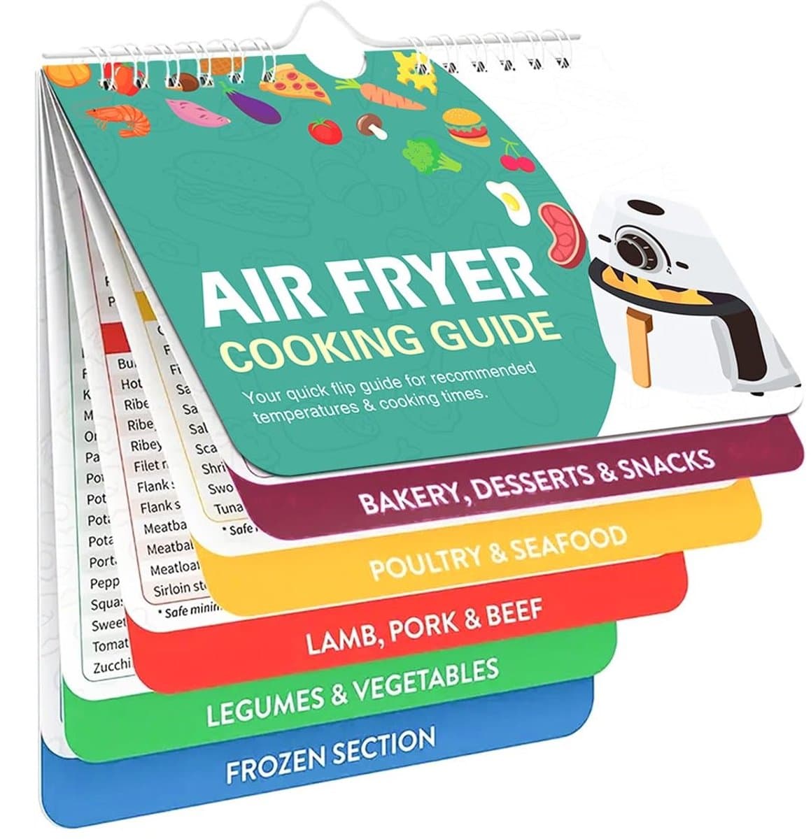 SPHProducts - Airfryer Recepten - Kooktijden Grafiek - Handige Gids - Kookmetingen - Voor Bakken en Drogen - Ideaal voor Snacks en Maaltijden — afbeelding 1