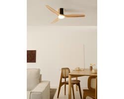 CREATE - Stille plafondventilator 100% hout 40W (Ø132cm) - Met licht LED - Afstandsbediening - 6 snelheden - Programmeerbaar - WIND CALM CUSTOM WOVEN