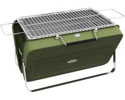 Tischgrill voor Houtskool, Opvouwbaar, 47x30x28 cm, RVS, Groen, voor Picknick en Tuin