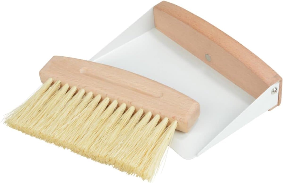 Tafelbezem en veegschep - Kruimelset - Snelle schoonmaak - Stijlvol design - 15.5 cm - Bruin wit — afbeelding 1