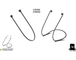 Bob Online ™ - 2 Stuks – Zwart – Hoofdtelefoon Oordopjes Lanyard – Draadloze Oordopjes Lanyard - Anti-verloren Hoofdtelefoon (AirPods) Touw – Siliconen Oortelefoon Neck Touw – Oortelefoon Touw Houder – 2 Pieces - Silicone Strap for Wireless Earphones