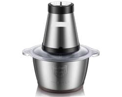 Elektrische Vleesmolen - 500W - Foodprocessor - Hakmolen - 2L RVS Keukenmachine - 2 Snelheden - voor Vlees - Noten en Groenten - Eenvoudig Schoon te Maken - Standaard