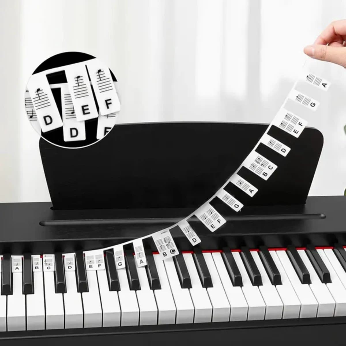 Siliconen Piano Keyboard strip - Voor 61/88 toetsen - Dit zijn géén stickers - Op Maat Te Knippen - Piano Keyboard Note Labels – Wasbaar – Piano Leren Spelen Voor Beginners & Kinderen – Makkelijk schoon te maken. — afbeelding 1