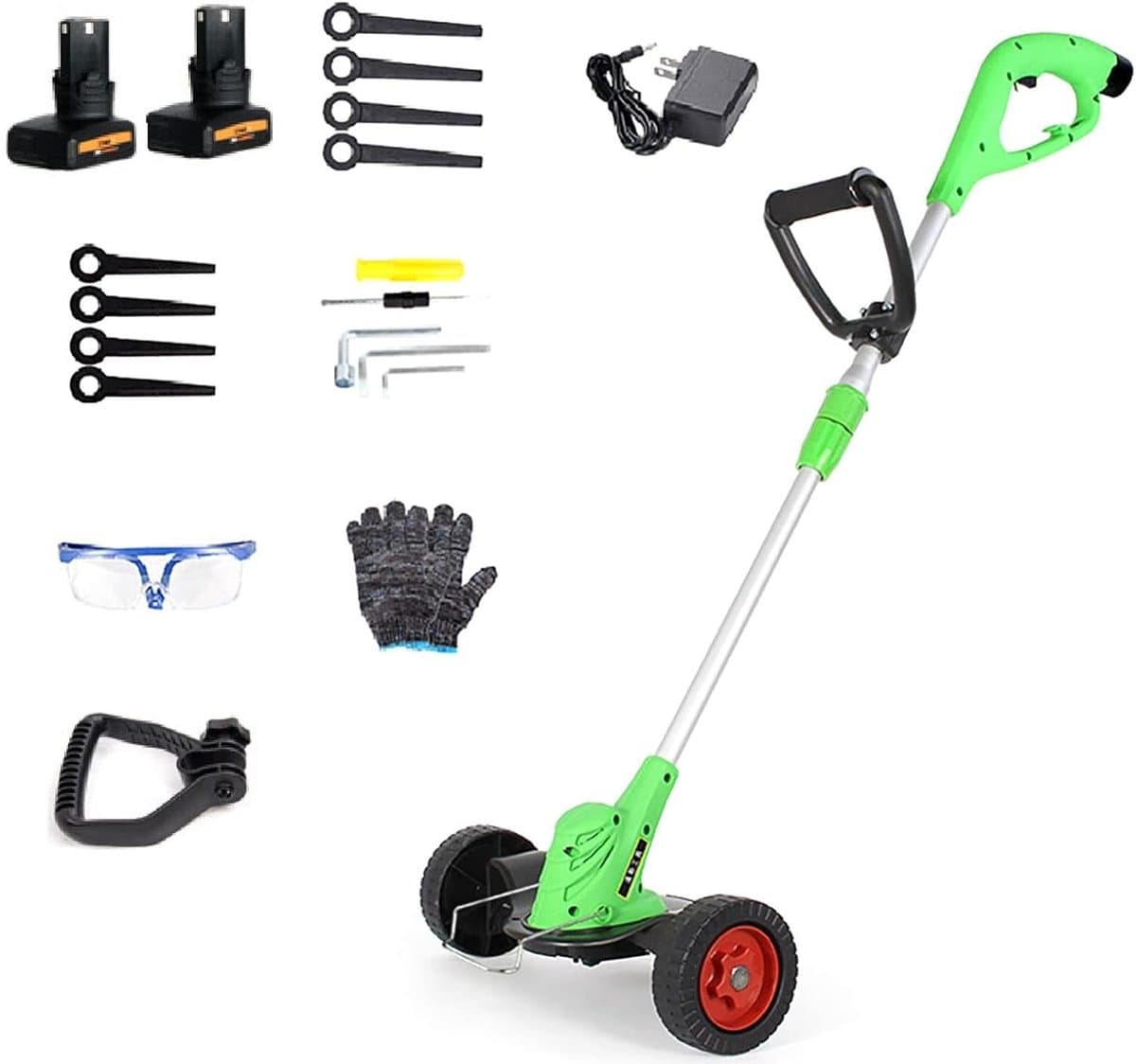 Elektrische Grasmaaier - Tuinmaaier Grastrimmer - Gazon Onderhoud - 2-in-1 Multifunctioneel - 23cm Snijbreedte - Groen — afbeelding 1