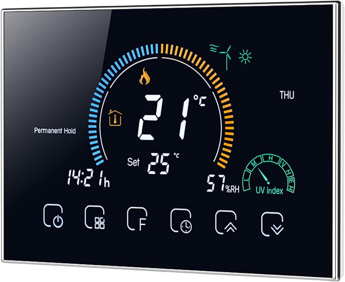 Programmeerbare WiFi Thermostaat voor CV-ketel met 4.8 Inch LCD Scherm - Spraakbesturing Alexa & Google Home — afbeelding 1
