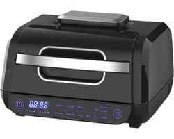 Sensova - 8-in-1 Airfryer Grill 8 Liter met Touchscreen - Elektrische Heteluchtfriteuse en Grill in Één voor Gezond en Rookvrij Koken - 360° Luchtcirculatie - Inclusief Grillrooster, Frituurmand en Kookpan - RVS Behuizing