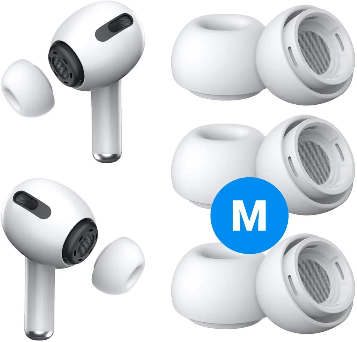 3 Pack Siliconen Medium (M) Dopjes Oordopjes Vervanging Tips Geschikt voor AirPods Pro (1e & 2e Generatie) — afbeelding 1