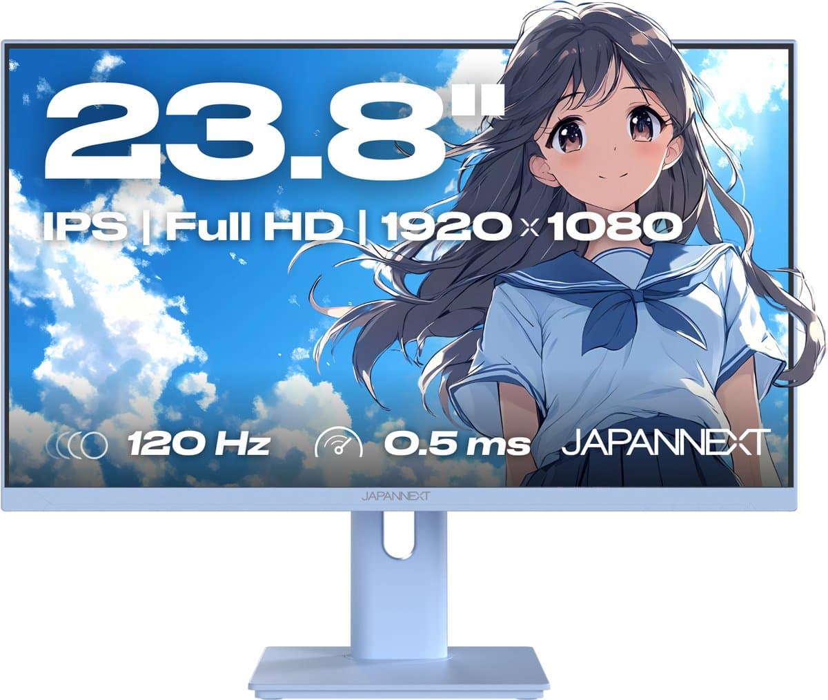 JAPANNEXT Gaming Monitor 23.8" IPS Full HD (1920x1080) 120Hz 0.5ms Pastel Blauw | JN-IPS238G120F-HSP-BB — afbeelding 1