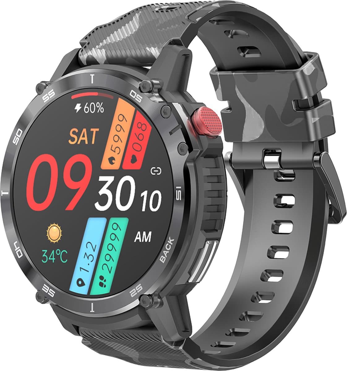 WizBay Premium Select® 1,6 Inch Sport Smartwatch - Bluetooth Bellen - Hartslag Bloeddruk Zuurstof - AI Voice Assist - IP68 Waterdicht - 24 Sportstanden - 400mAh Zwart — afbeelding 1