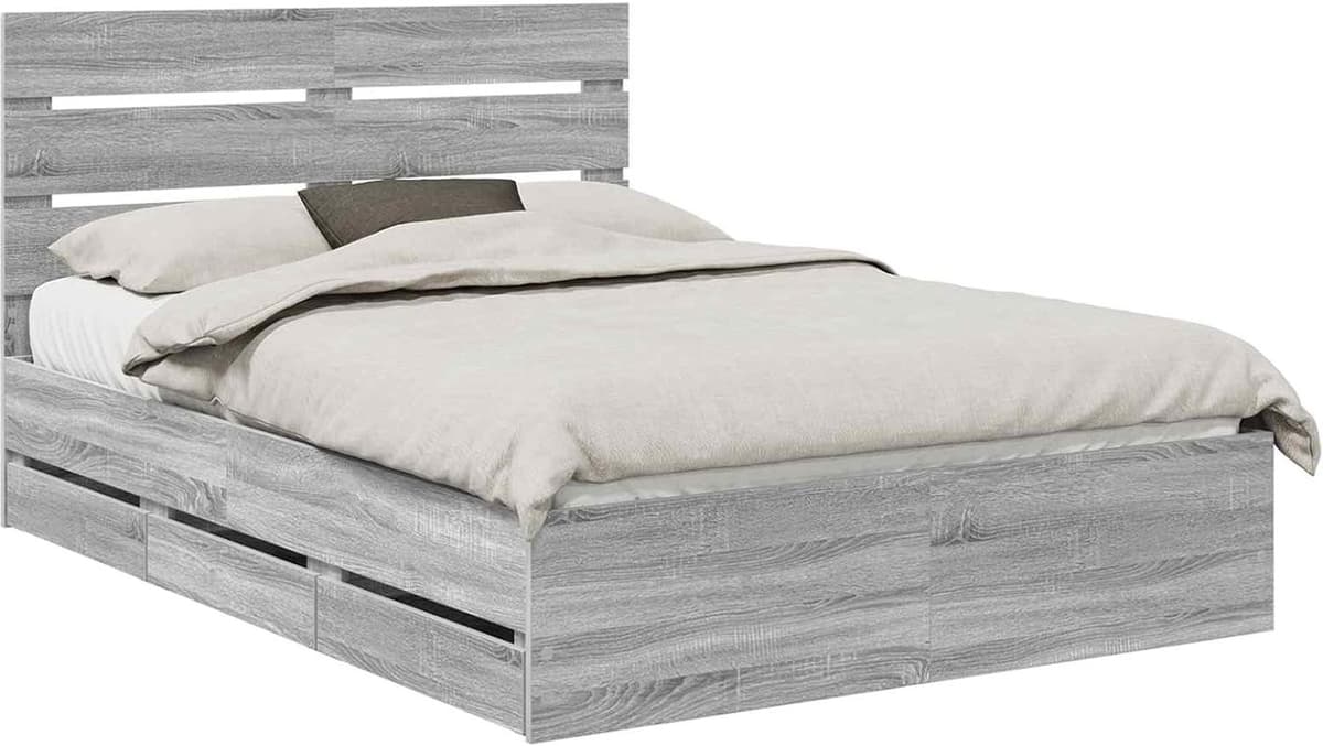 Bedframe Sonoma grijs 140 x 200 cm hout ingenieur — afbeelding 1