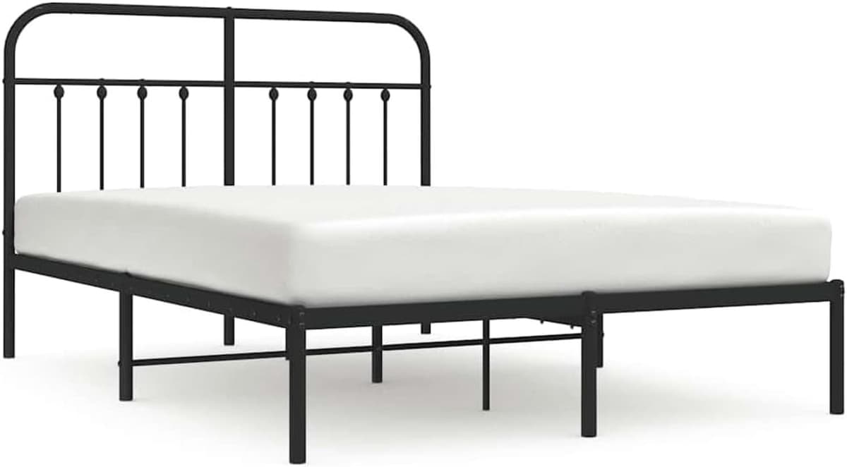 Bedframe van metaal, zwart, 140 x 200 cm, met hoofdeinde — afbeelding 1
