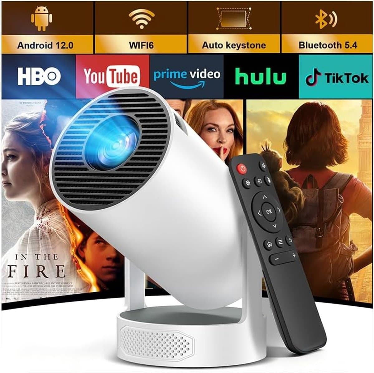 Mini-projector - Wit - Draagbare Full HD Beamer met 4K Compatibiliteit - Voor Thuisbioscoop en Buitengebruik — afbeelding 1
