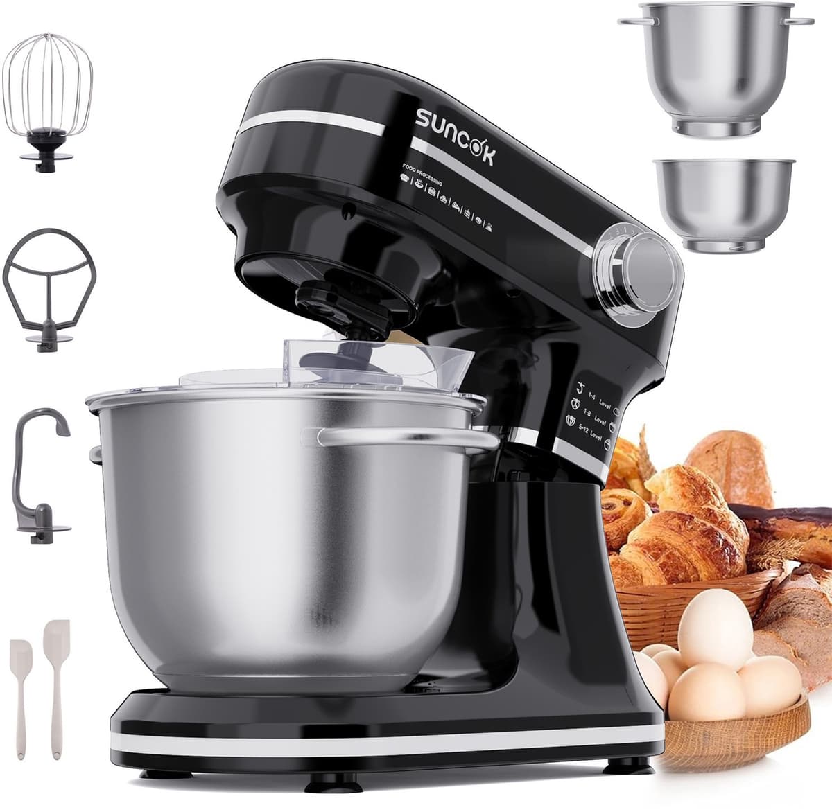 Staande Mixer 1500 W - Rood - 4,5L En 5,5L Mengkommen - Roestvrij Staal - Voor Thuisbakken En Keukenmixen — afbeelding 1
