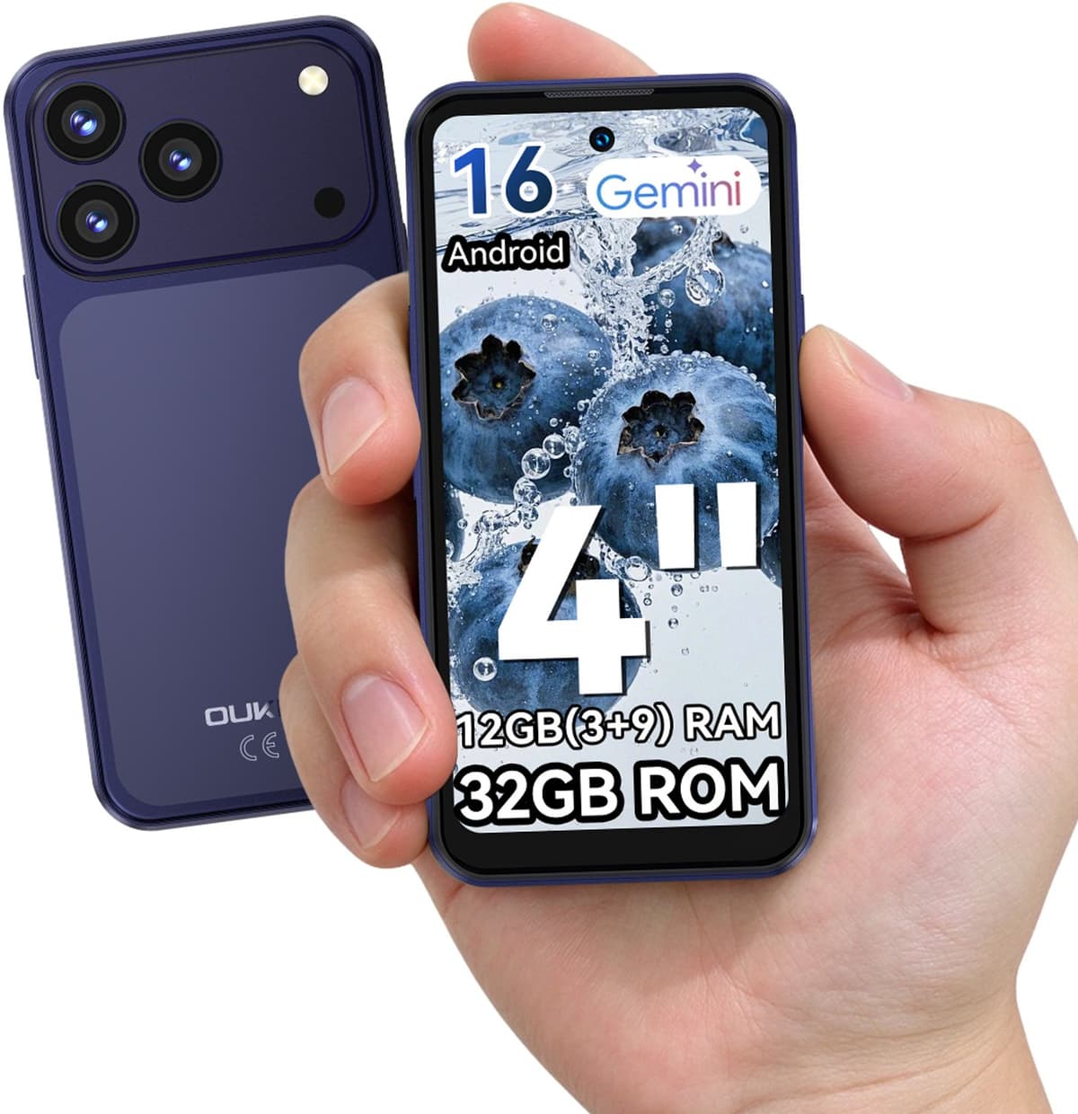 OUKITEL C17 mini Smartphone - 12GB RAM - 32GB ROM - Android 16 - GPS - Geen NFC - Slechts 109g - Blauw — afbeelding 1