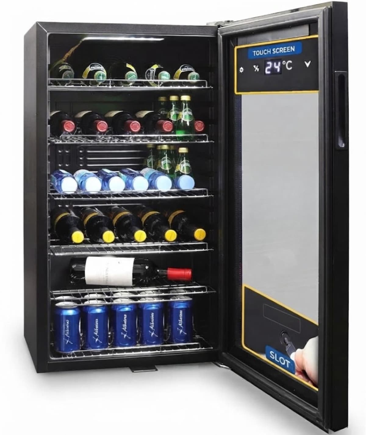Vantivo® Minibar - Mini Koelkast Glazen Deur - Drankenkoelkast - Flessenkoelkast - 100L - Zwart — afbeelding 1