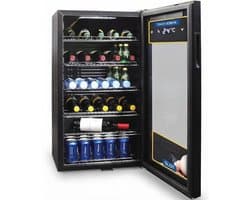 Vantivo® Minibar - Mini Koelkast Glazen Deur - Drankenkoelkast - Flessenkoelkast - 100L - Zwart