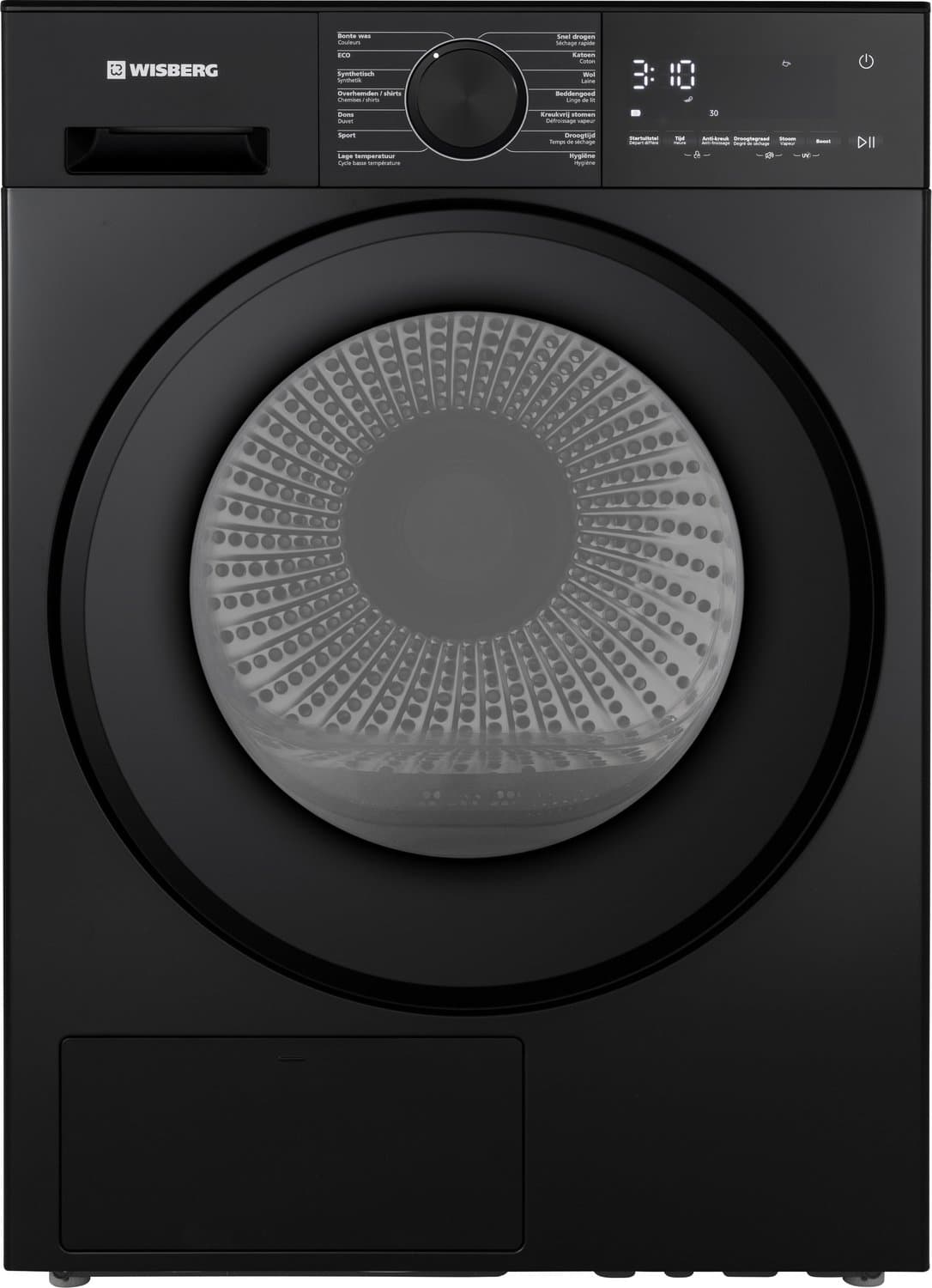 Wisberg WBDR3BB9NB - Wasdroger - Warmtepompdroger - Energieklasse B - 9 kg - Stoomfunctie — afbeelding 1