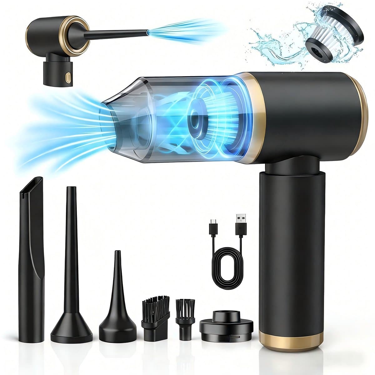Stofzuiger - Handstofzuiger - Stofzuiger Draadloos - Usb Oplaadbare Draagbare Mini Stofzuiger - 15000 Pa - Lichtgewicht Handstofzuiger - Voor Auto, Toetsenbord, Huisdierhaar, Thuis, Kantoor - Zwart — afbeelding 1
