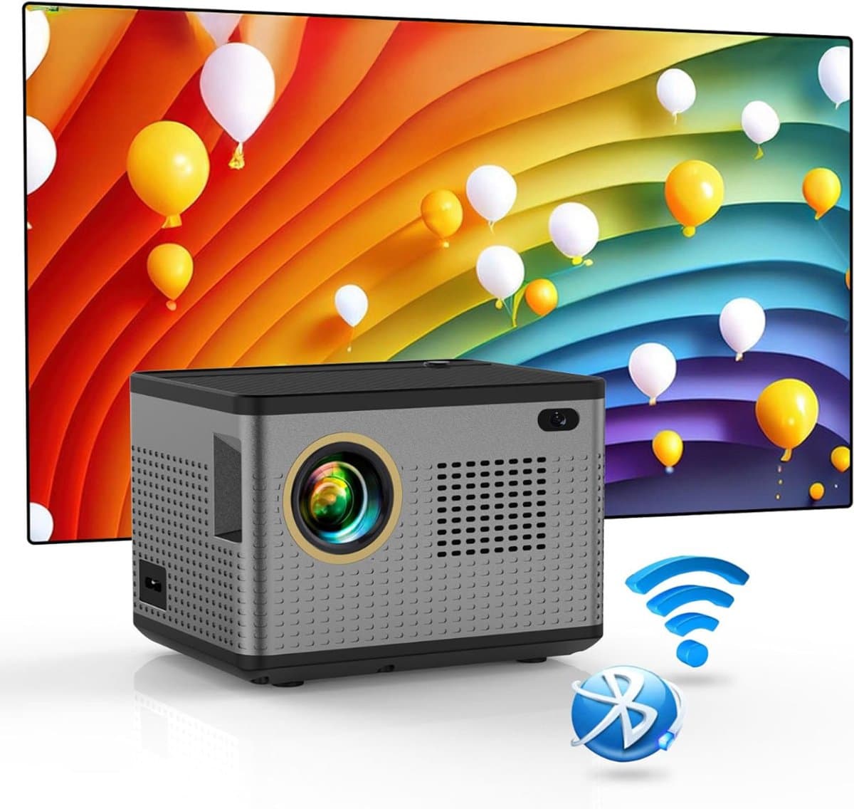 Mini Beamer - Film Projector met Bluetooth - Draagbare Beamer - 4K Kwaliteit - Grijs en zwart — afbeelding 1