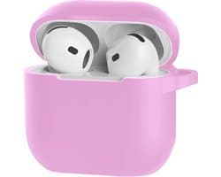 Jumada's Case Geschikt voor AirPods 4 Hoesje Hoes Siliconen Met Clip Cover - Hoesje Geschikt voor Apple AirPods 4 Hoes Siliconen - Flamingo