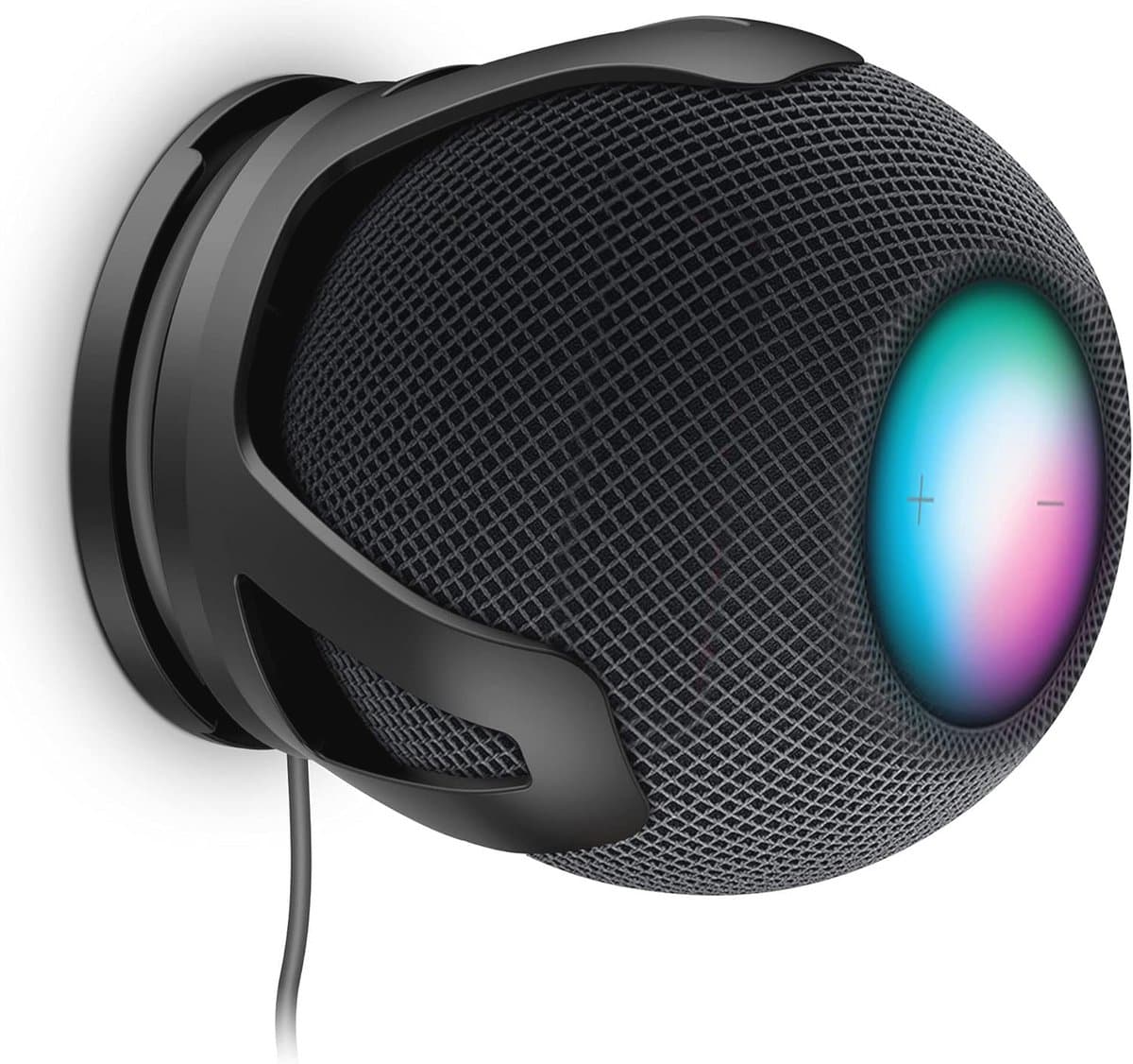Hou Protector voor Homepod Mini - Ruimtebesparende Wandhouder met Kabelbeheer en 2 Installatiemethoden (Zwart) — afbeelding 1