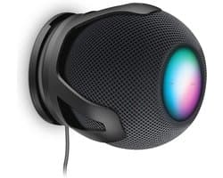 Hou Protector voor Homepod Mini - Ruimtebesparende Wandhouder met Kabelbeheer en 2 Installatiemethoden (Zwart)