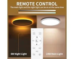 Dimbare Plafondlamp met Afstandsbediening - 24W LED Lamp voor Slaapkamer en Woonkamer