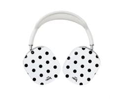 xoxo Wildhearts hoesje geschikt voor AirPods Max (2) - Polka Dots (Wit) - Ook als telefoonhoesje verkrijgbaar - schokbestendige case - koptelefoonhoesje - Beschermhoes met stippenpatroon - Wit met zwart stippen