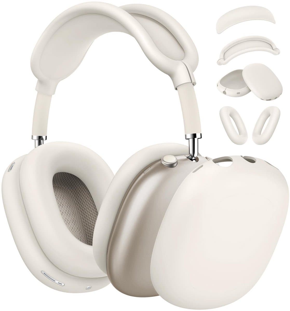 4-delige set - Siliconen Hoes - voor AirPods Max Hooftelefoons 1,2 van – Siliconen Oorkussens Beschermhoes - Oorschelp Beschermhoes, Hoofdband Beschermhoes – Anti-Kras Zachte Siliconen Beschermer – Sterrenlicht — afbeelding 1