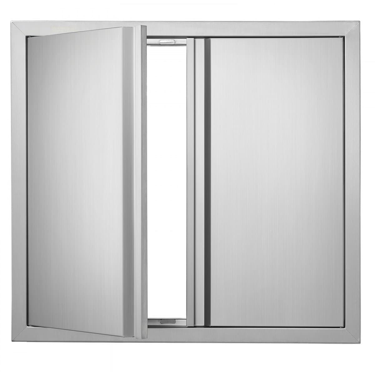 BBQ Buitenkeuken Toegangsdeur - Dubbele Inbouwdeur - 66 x 61 cm - RVS - Vlak Gemonteerd - Intrekbare Handgrepen - Voor Grilleiland en Buitenkast — afbeelding 1