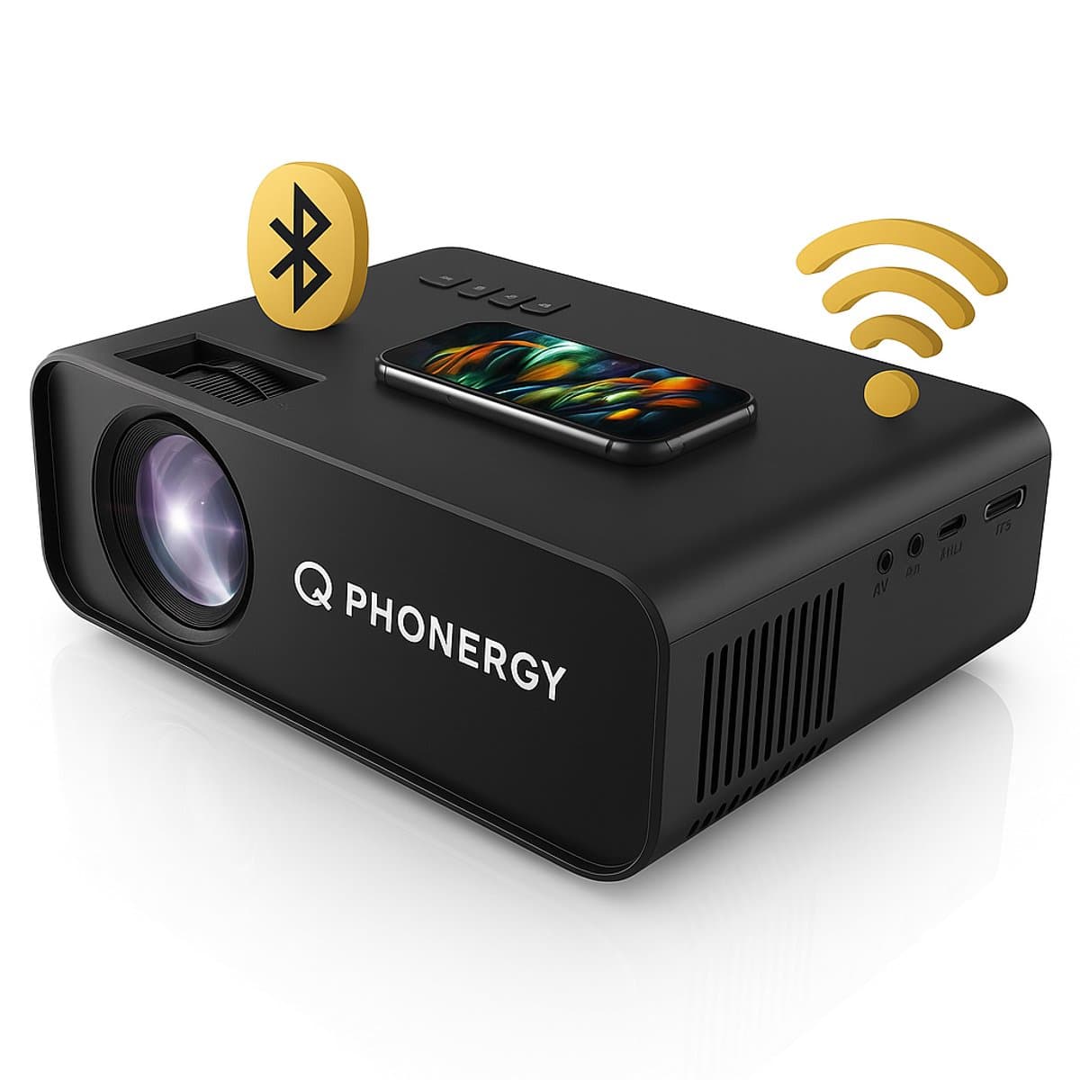 Phonergy Lumora - Mini Beamer - Full HD (4K ondersteuning) - Projector - 2026 - 15000 Lumen - HDMI- Wifi - Bluetooth - WK 2026 - Zwart — afbeelding 1