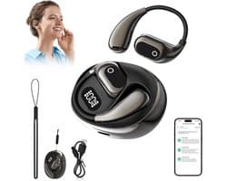 Draadloze Vertaalkoptelefoon - Bluetooth 5.0 - Realtime Vertaling 138 Talen - Noise Cancelling - 24u Accuduur - IPX5 Waterdicht - Compatibel met iOS & Android - Met Oplaadcase - Zwart