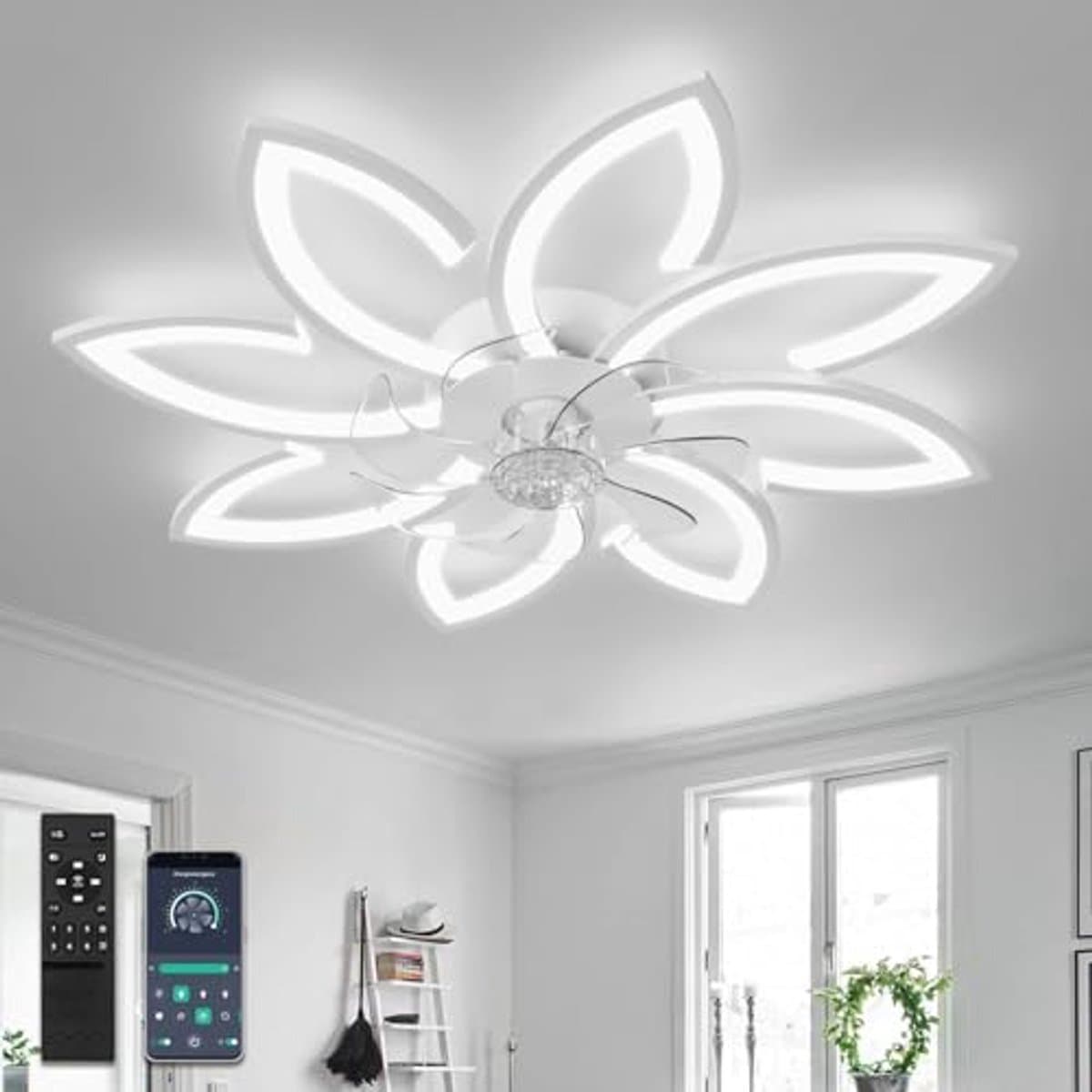 Plafondventilator met Licht - Zeer Stille Dimbare LED Ventilator voor Woonkamer, Slaapkamer en Keuken — afbeelding 1