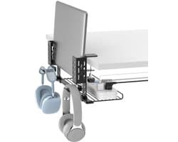 3-in-1 Laptop Houder Met Kabelbeheer en Hooftelefoonhaakjes - Verstelbare Onder-Bureau Organizer voor Thuis en Kantoor