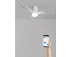WIND CALM LINE - Plafondventilator 40W silent Ø132 cm 100% hout - Wit - Met licht - Verticale lijnen - WIFI + afstandsbediening - WIND CALM LINE