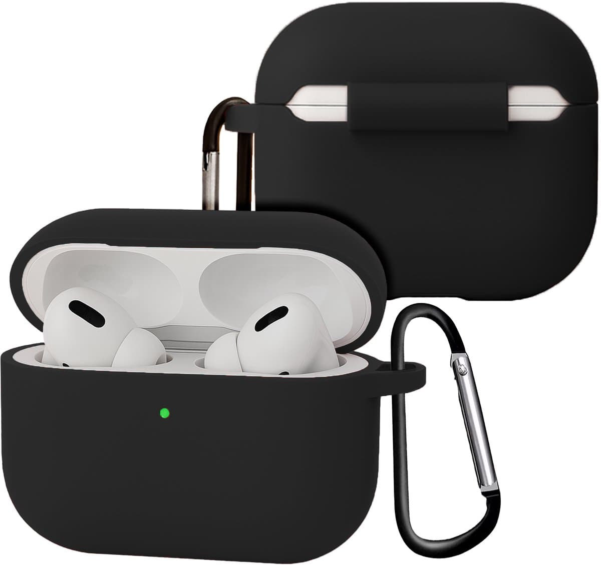 Case - Geschikt voor Apple Airpods Pro 3 - Siliconen Hoes met Clip - Silicone Hoesje Cover - Zwart — afbeelding 1