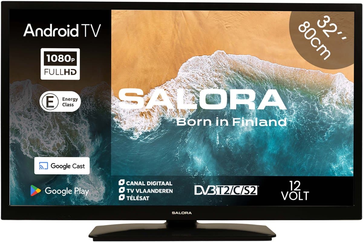 Salora 32MBA300 LED Android Smart Televisie met 220 Volt en 12 Volt aansluiting — afbeelding 1